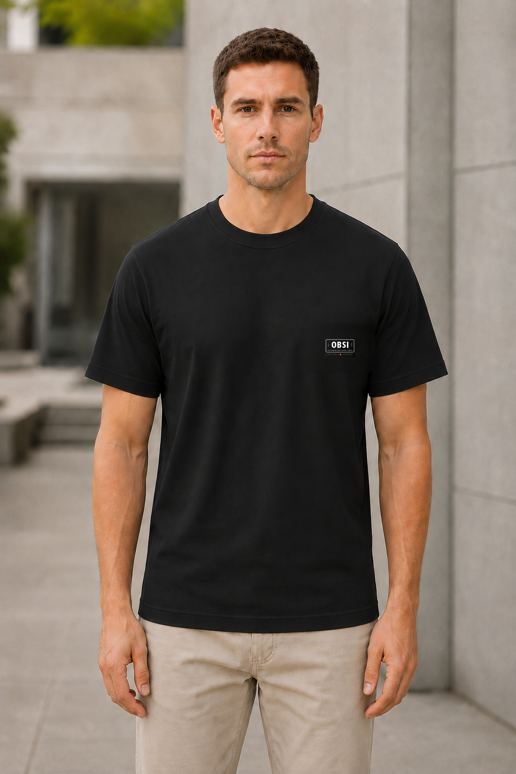 OBSI Daily logo Tee – Bio-Baumwolle Black
