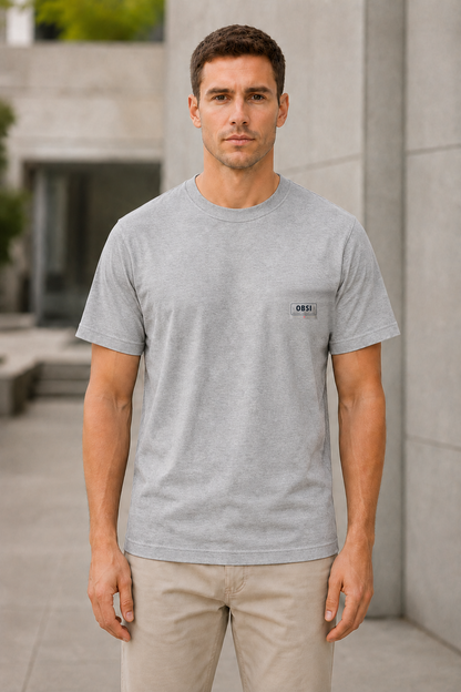 OBSI Daily logo Tee – Bio-Baumwolle Heather Grey