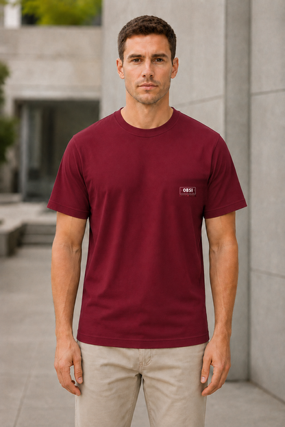 OBSI Daily logo Tee – Bio-Baumwolle Cranberry