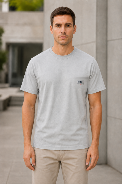 OBSI Daily logo Tee – Bio-Baumwolle Powder Grey