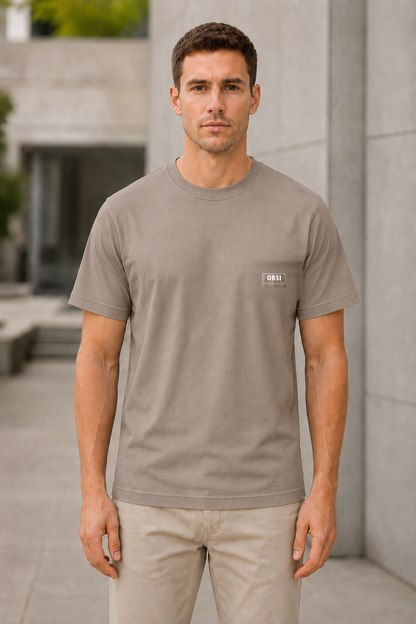 OBSI Daily logo Tee – Bio-Baumwolle Flint Stone