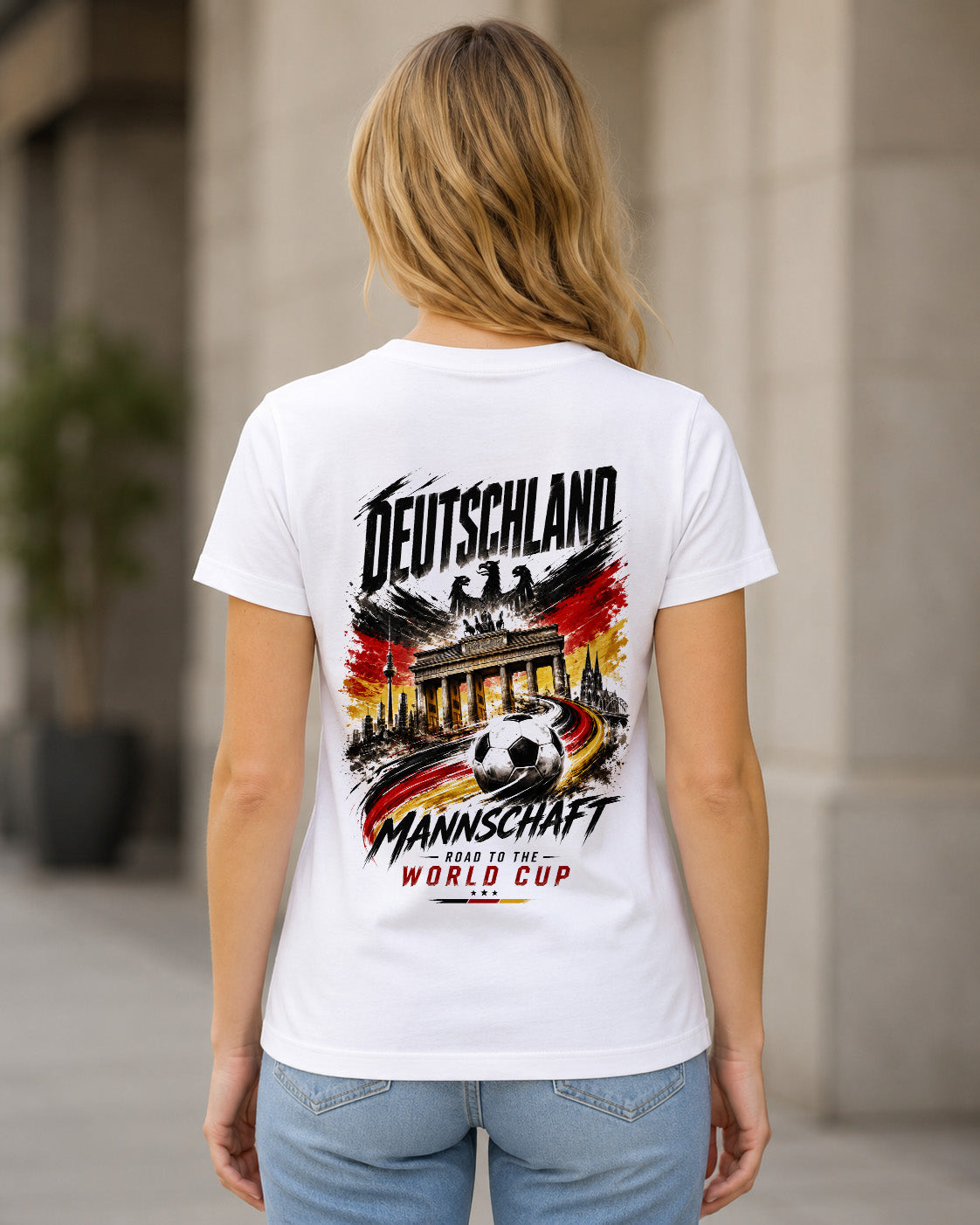 Deutschland WM Shirt 2026 – Frauen Shirt Weiss, Rückenprint
