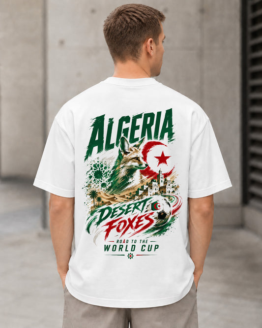 Algerien WM Shirt 2026 – Heavyweight Oversize Shirt Weiss, Rückenprint