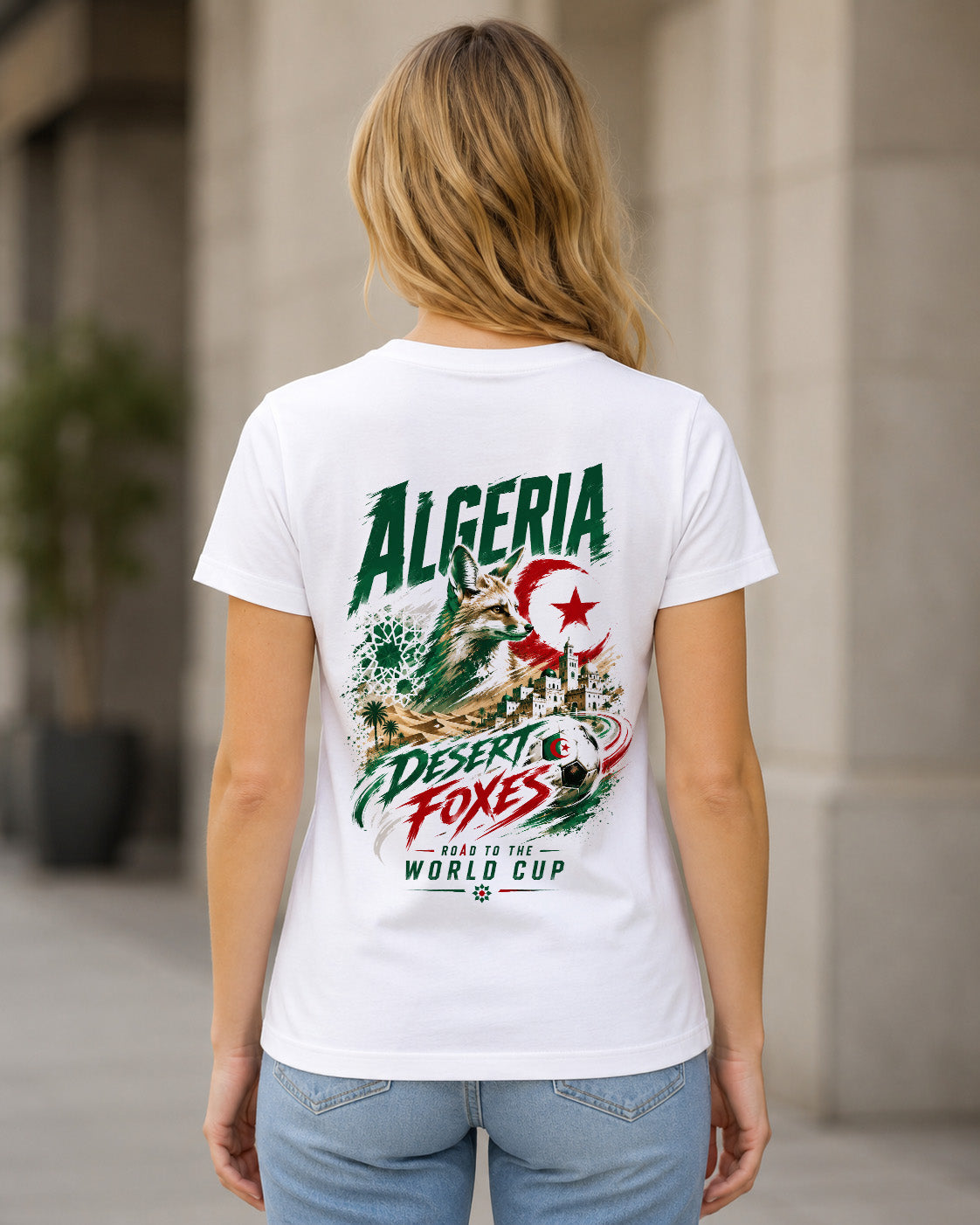 Algerien WM Shirt 2026 – Frauen Shirt Weiss, Rückenprint