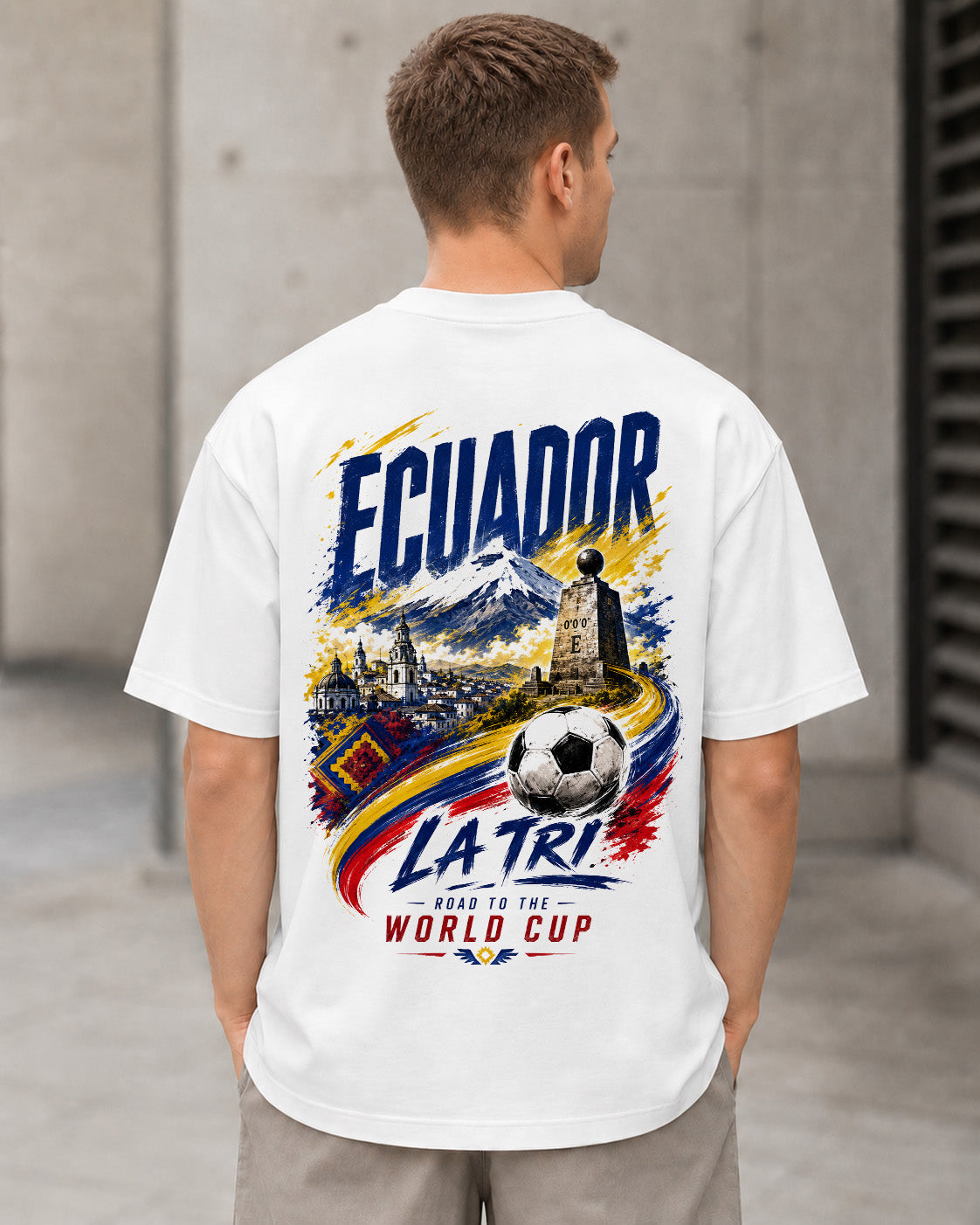 Ecuador WM Shirt 2026 – Heavyweight Oversize Shirt Weiss, Rückenprint