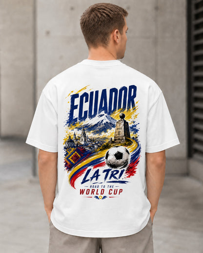 Ecuador WM Shirt 2026 – Heavyweight Oversize Shirt Weiss, Rückenprint