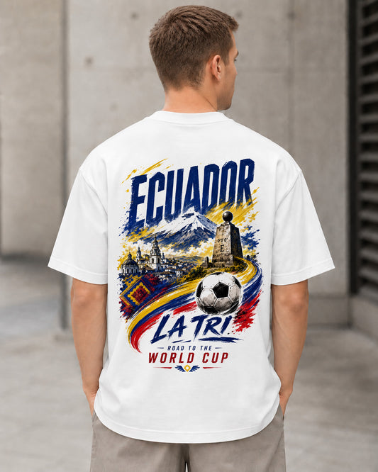 Ecuador WM Shirt 2026 – Heavyweight Oversize Shirt Weiss, Rückenprint