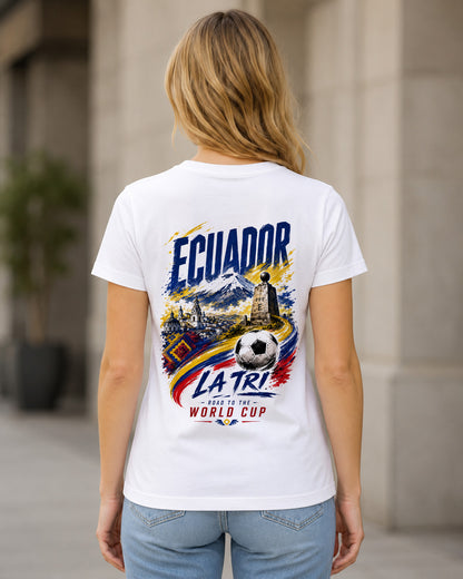 Ecuador WM Shirt 2026 – Frauen Shirt Weiss, Rückenprint
