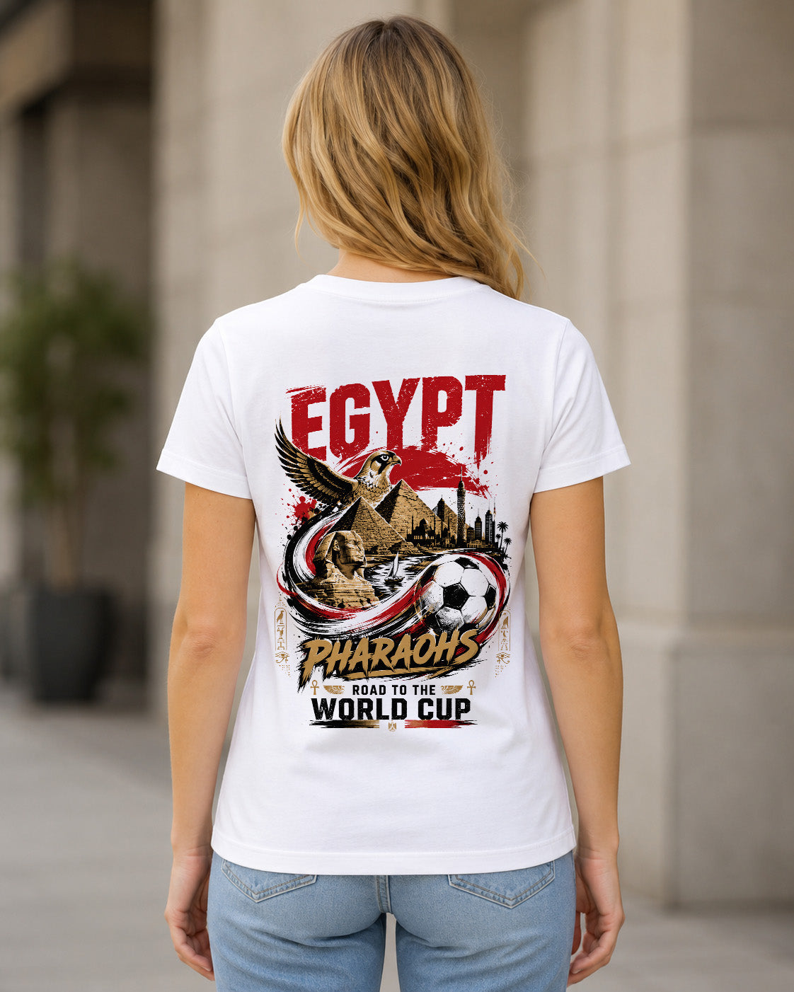 Ägypten WM Shirt 2026 – Frauen Shirt Weiss, Rückenprint