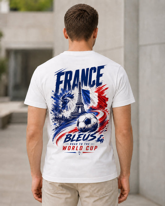 Frankreich WM Shirt 2026 – Bio-Baumwolle Shirt Weiss, Rückenprint