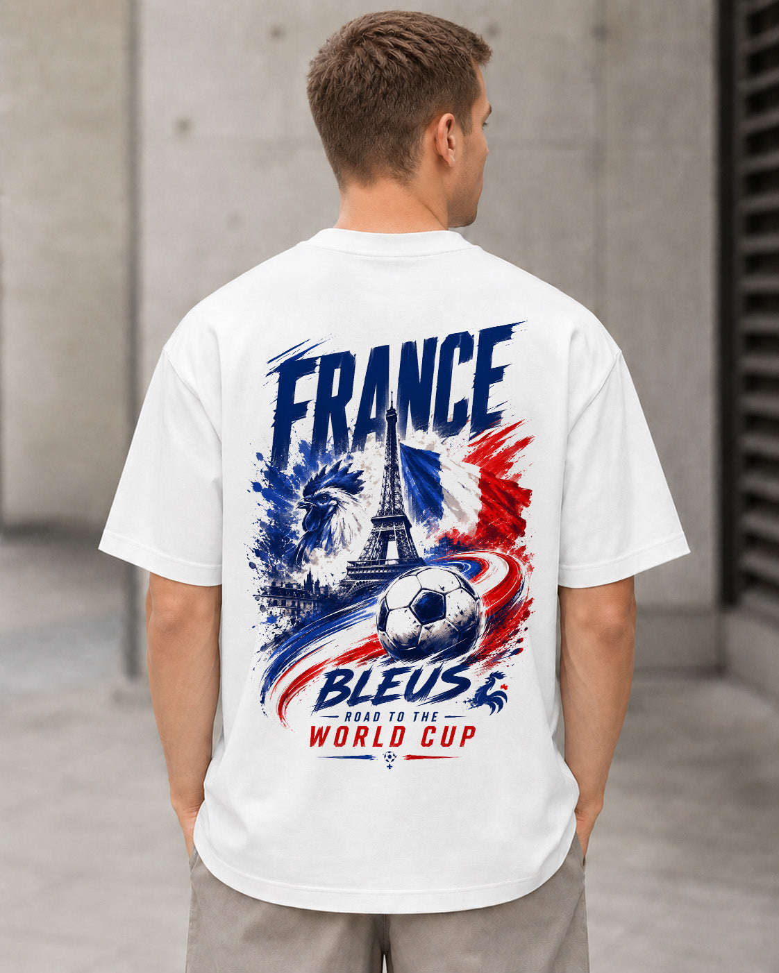 Frankreich WM Shirt 2026 – Heavyweight Oversize Shirt Weiss, Rückenprint