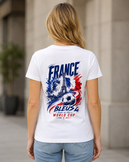 Frankreich WM Shirt 2026 – Frauen Shirt Weiss, Rückenprint