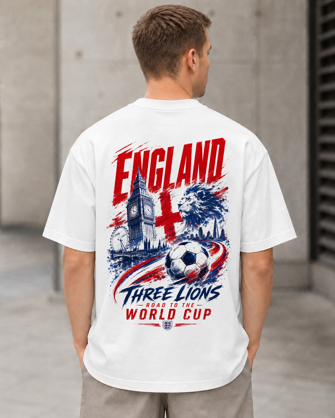 England WM Shirt 2026 – Heavyweight Oversize Shirt Weiss, Rückenprint