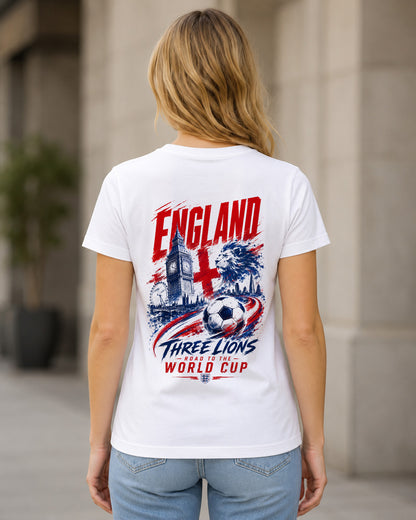 England WM Shirt 2026 – Frauen Shirt Weiss, Rückenprint