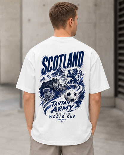 Schottland WM Shirt 2026 – Heavyweight Oversize Shirt Weiss, Rückenprint