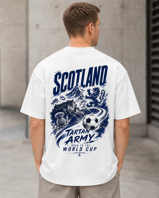 Schottland WM Shirt 2026 – Heavyweight Oversize Shirt Weiss, Rückenprint