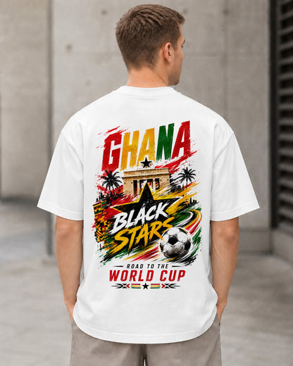 Ghana WM Shirt 2026 – Heavyweight Oversize Shirt Weiss, Rückenprint