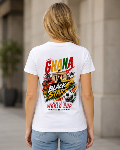 Ghana WM Shirt 2026 – Frauen Shirt Weiss, Rückenprint