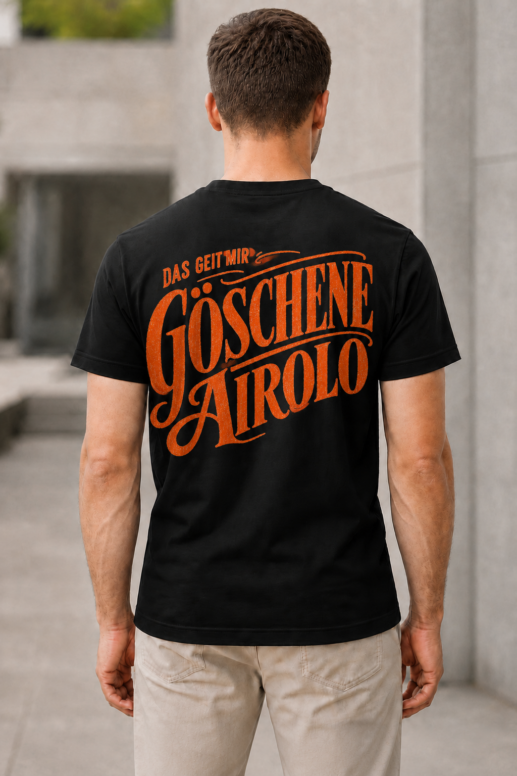 Göschene Airolo T-Shirt – Bio-Baumwolle Shirt Schwarz, Rückenprint