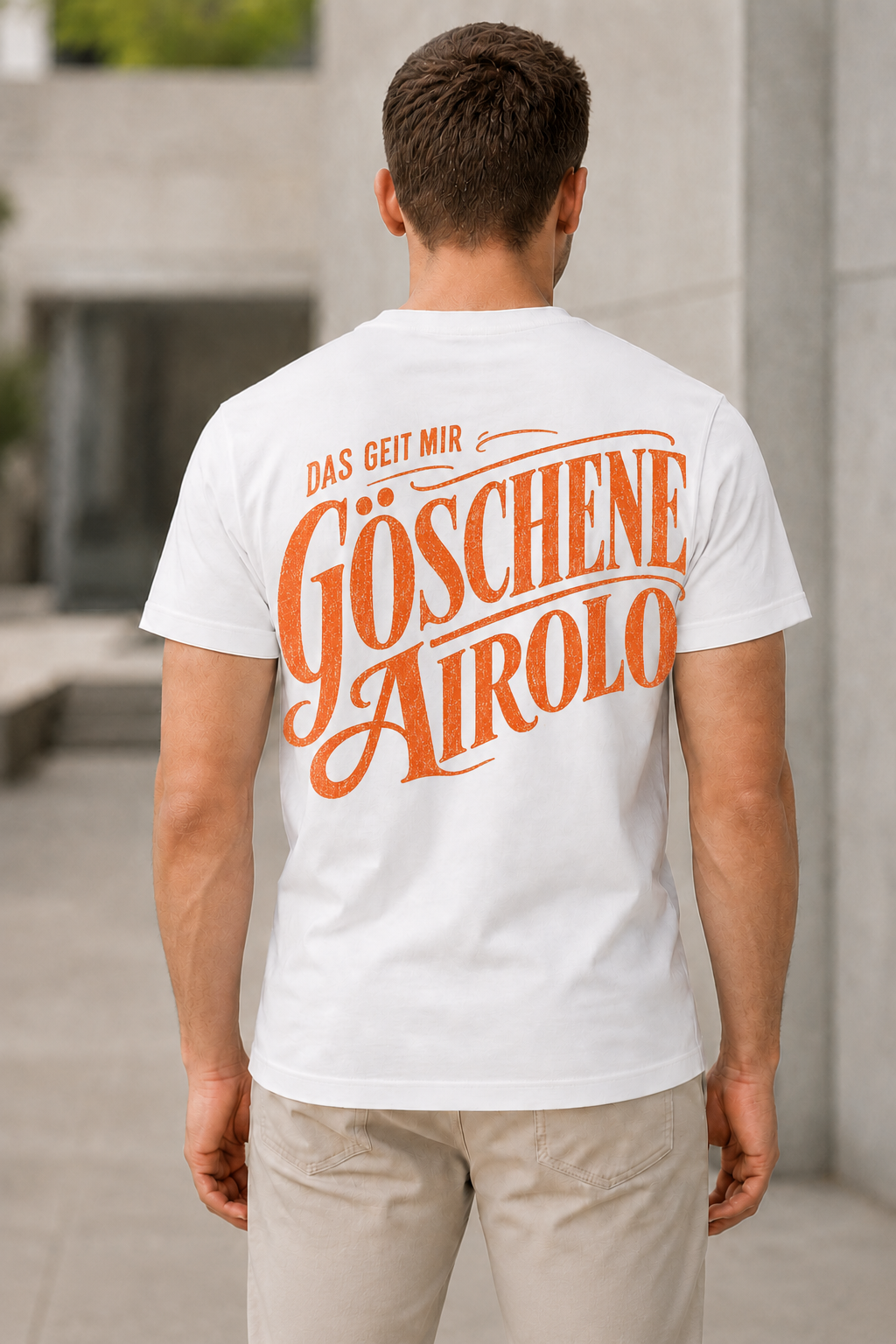 Göschene Airolo T-Shirt – Bio-Baumwolle Shirt Weiss, Rückenprint