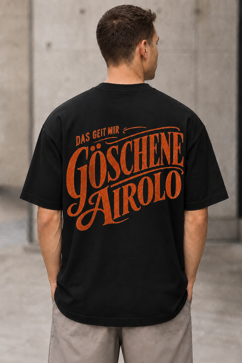 Göschene Airolo T-Shirt – Heavyweight Oversize Shirt Schwarz, Rückenprint