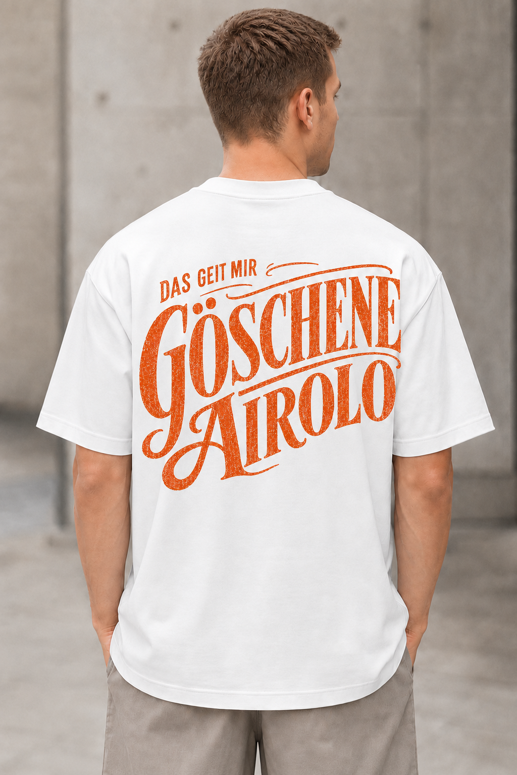 Göschene Airolo T-Shirt – Heavyweight Oversize Shirt Weiss, Rückenprint