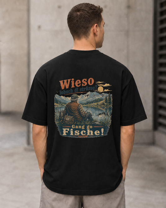 Gang go Fische – Heavyweight Oversize Shirt Schwarz (Rücken)