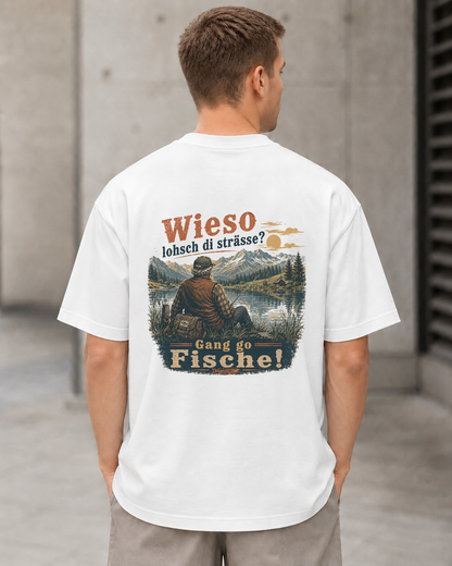 Gang go Fische – Heavyweight Oversize Shirt Weiss (Rücken)