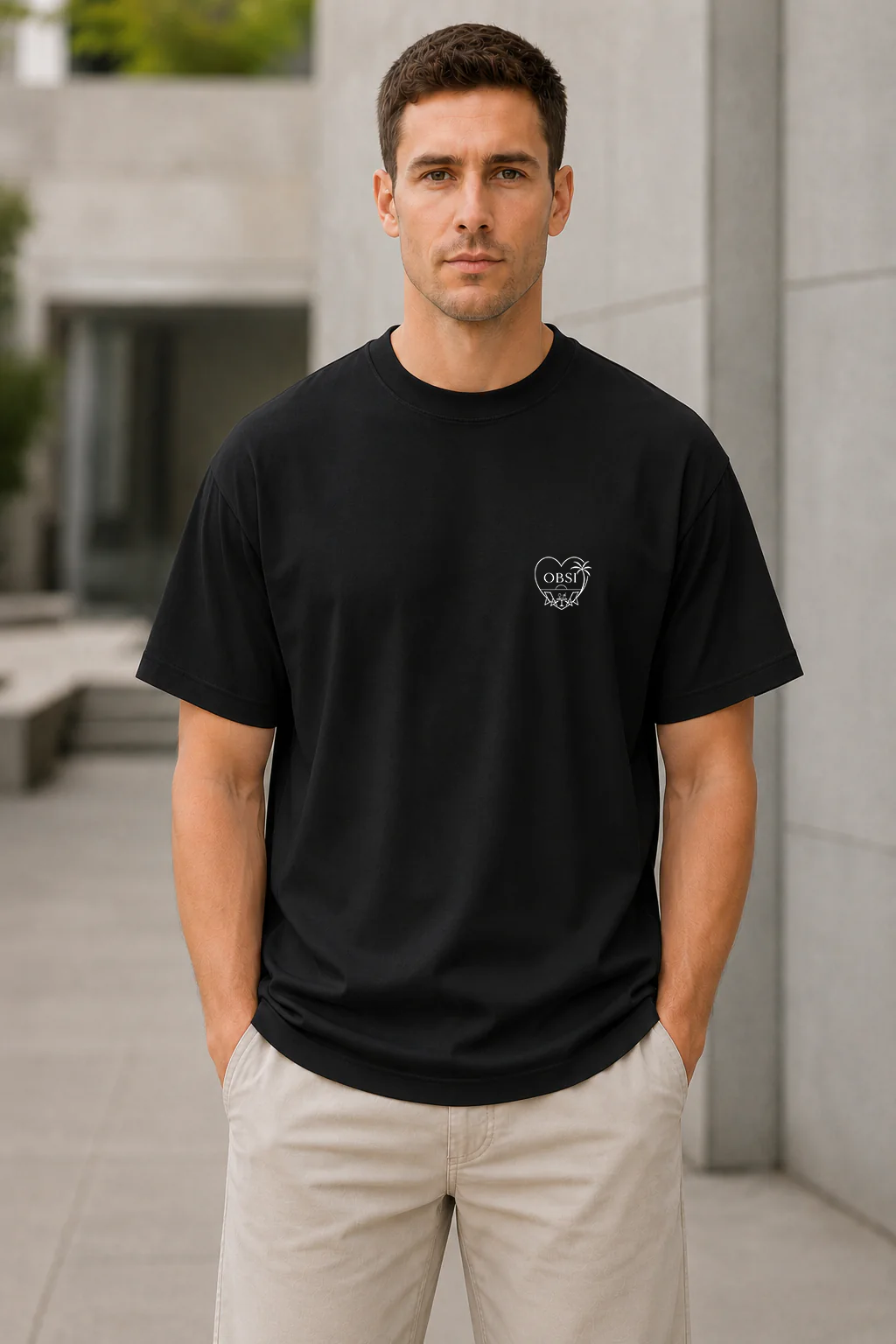 Good People T-Shirt – Heavyweight Oversize Shirt Schwarz, Frontansicht