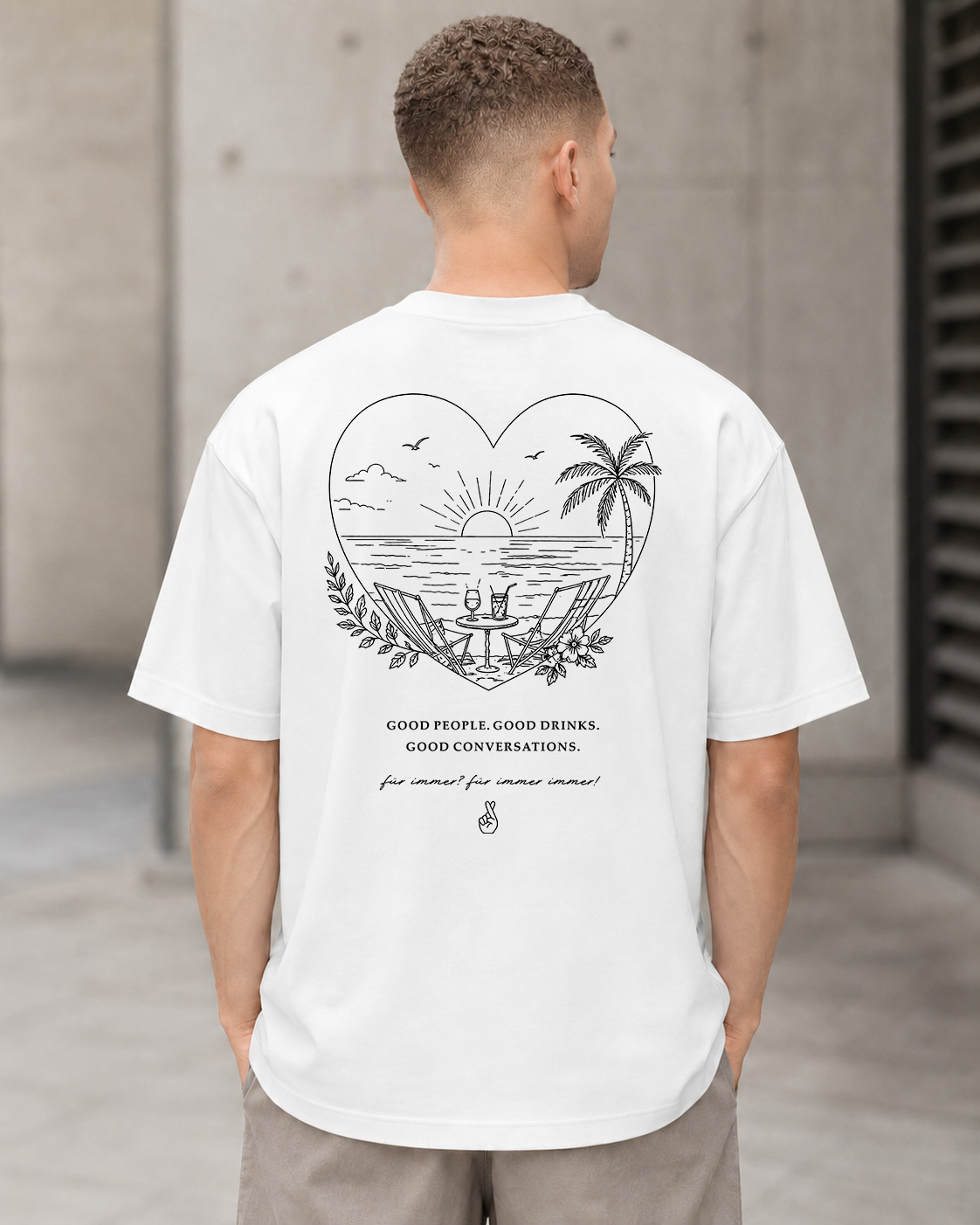 Good People T-Shirt – Heavyweight Oversize Shirt Weiss, Rückenprint