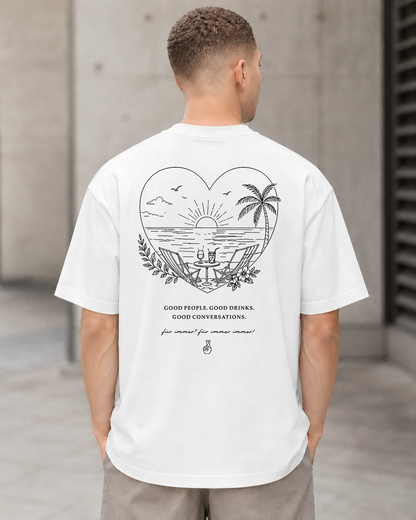 Good People T-Shirt – Heavyweight Oversize Shirt Weiss, Rückenprint