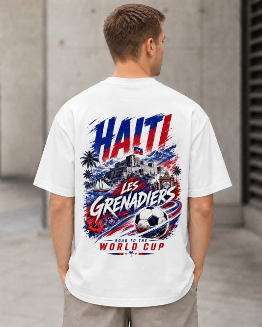 Haiti WM Shirt 2026 – Heavyweight Oversize Shirt Weiss, Rückenprint