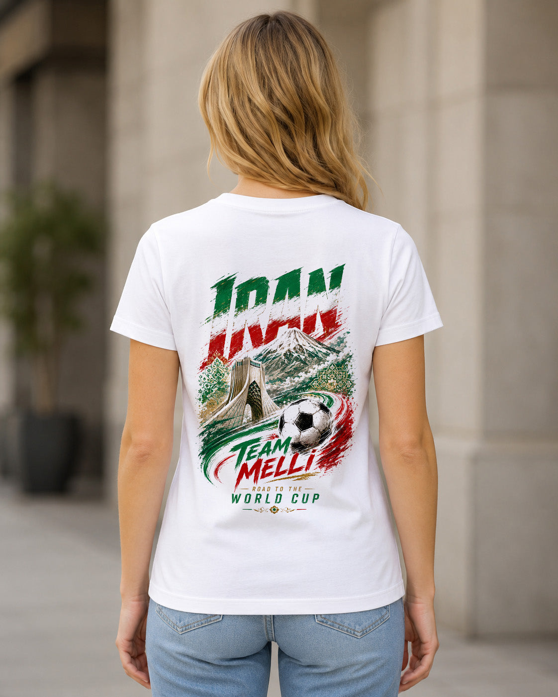 Iran WM Shirt 2026 – Frauen Shirt Weiss, Rückenprint