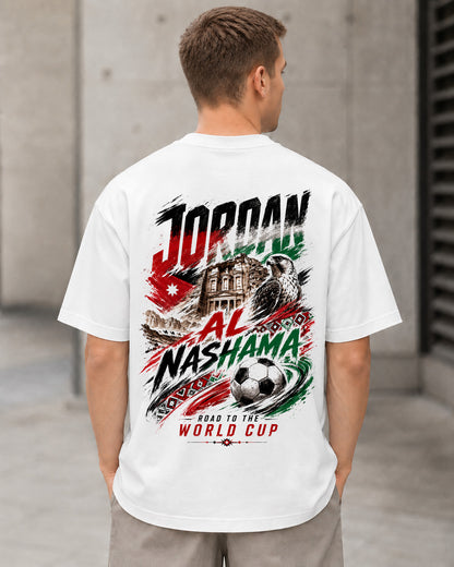 Jordanien WM Shirt 2026 – Heavyweight Oversize Shirt Weiss, Rückenprint