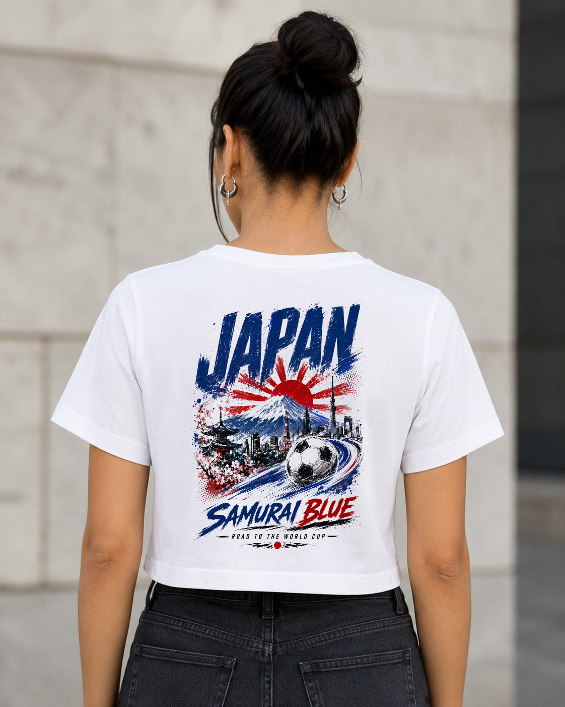 Japan WM Shirt 2026 – Frauen Crop Shirt Weiss, Rückenprint