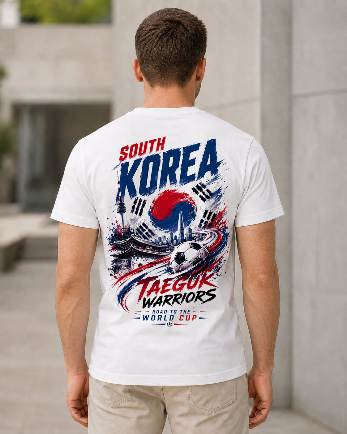Südkorea WM Shirt 2026 – Bio-Baumwolle Shirt Weiss, Rückenprint