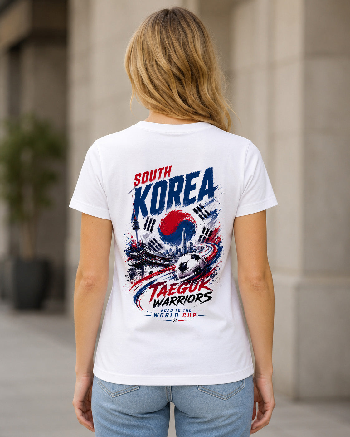 Südkorea WM Shirt 2026 – Frauen Shirt Weiss, Rückenprint