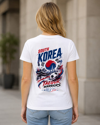 Südkorea WM Shirt 2026 – Frauen Shirt Weiss, Rückenprint
