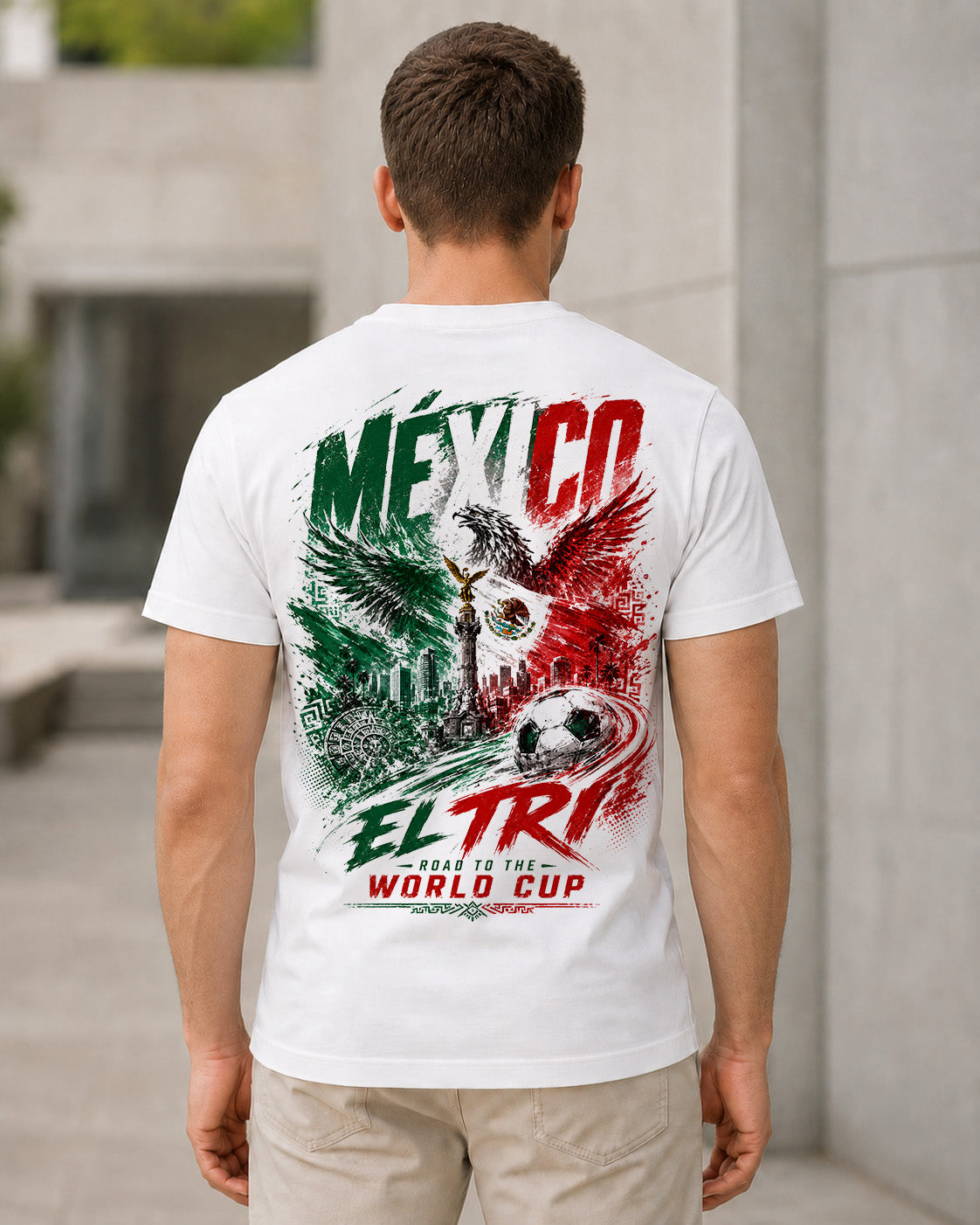 Mexiko WM Shirt 2026 – Bio-Baumwolle Shirt Weiss, Rückenprint