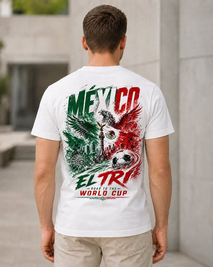 Mexiko WM Shirt 2026 – Bio-Baumwolle Shirt Weiss, Rückenprint