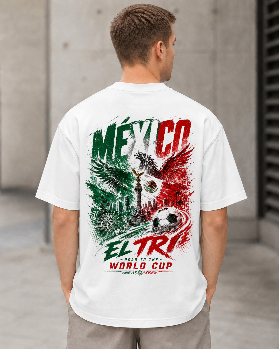 Mexiko WM Shirt 2026 – Heavyweight Oversize Shirt Weiss, Rückenprint