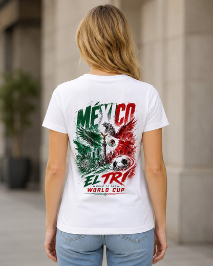 Mexiko WM Shirt 2026 – Frauen Shirt Weiss, Rückenprint