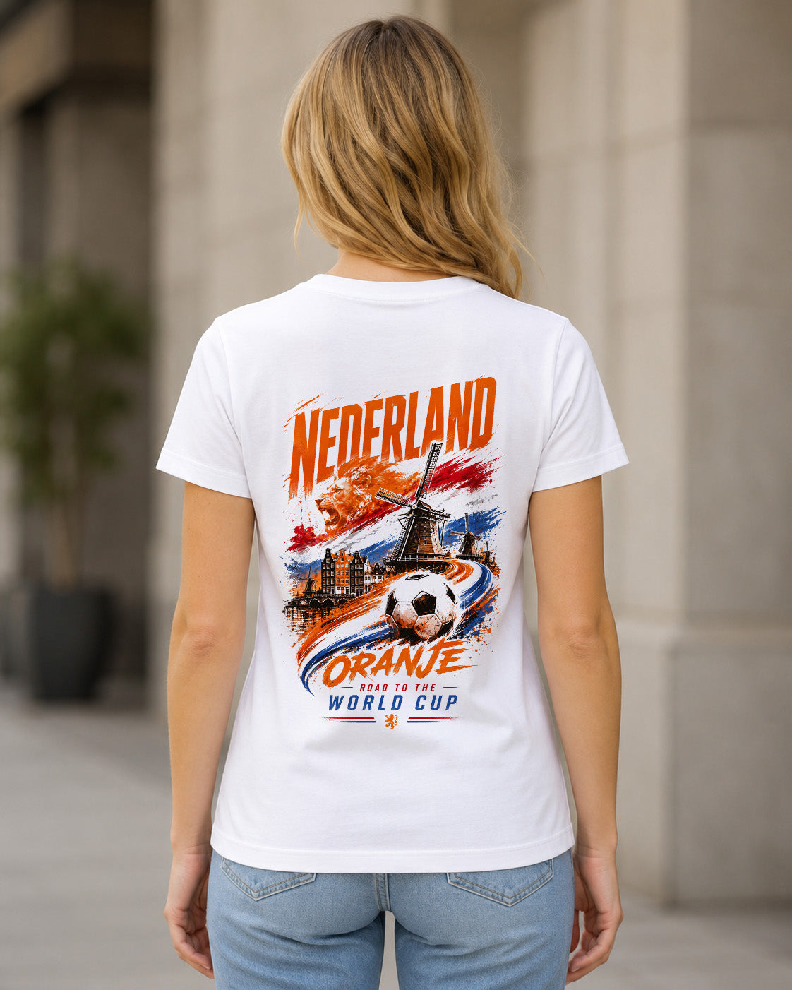 Niederlande WM Shirt 2026 – Frauen Shirt Weiss, Rückenprint