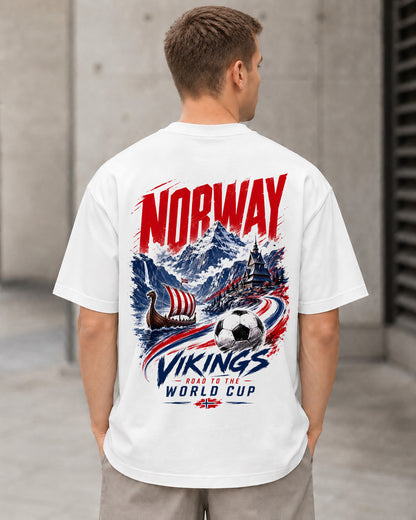 Norwegen WM Shirt 2026 – Heavyweight Oversize Shirt Weiss, Rückenprint