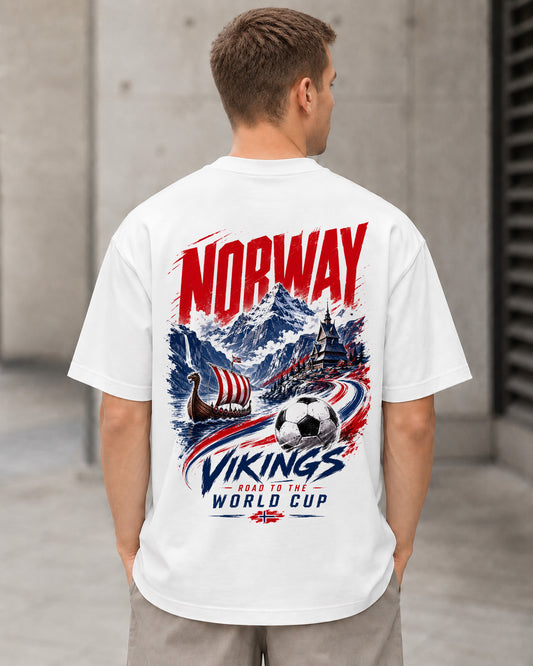 Norwegen WM Shirt 2026 – Heavyweight Oversize Shirt Weiss, Rückenprint