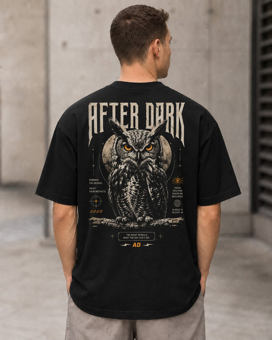 After Dark T-Shirt – Heavyweight Oversize Shirt Schwarz, Rückenprint