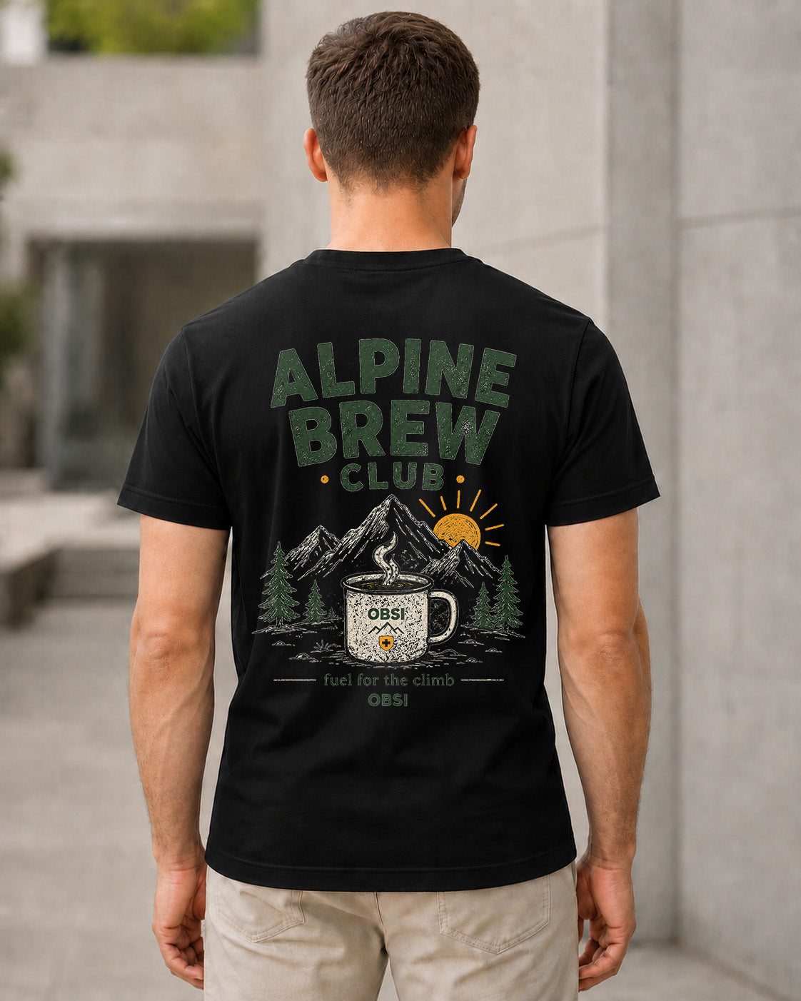 Alpine Brew Club T-Shirt – Bio-Baumwolle Shirt Schwarz, Rückenprint