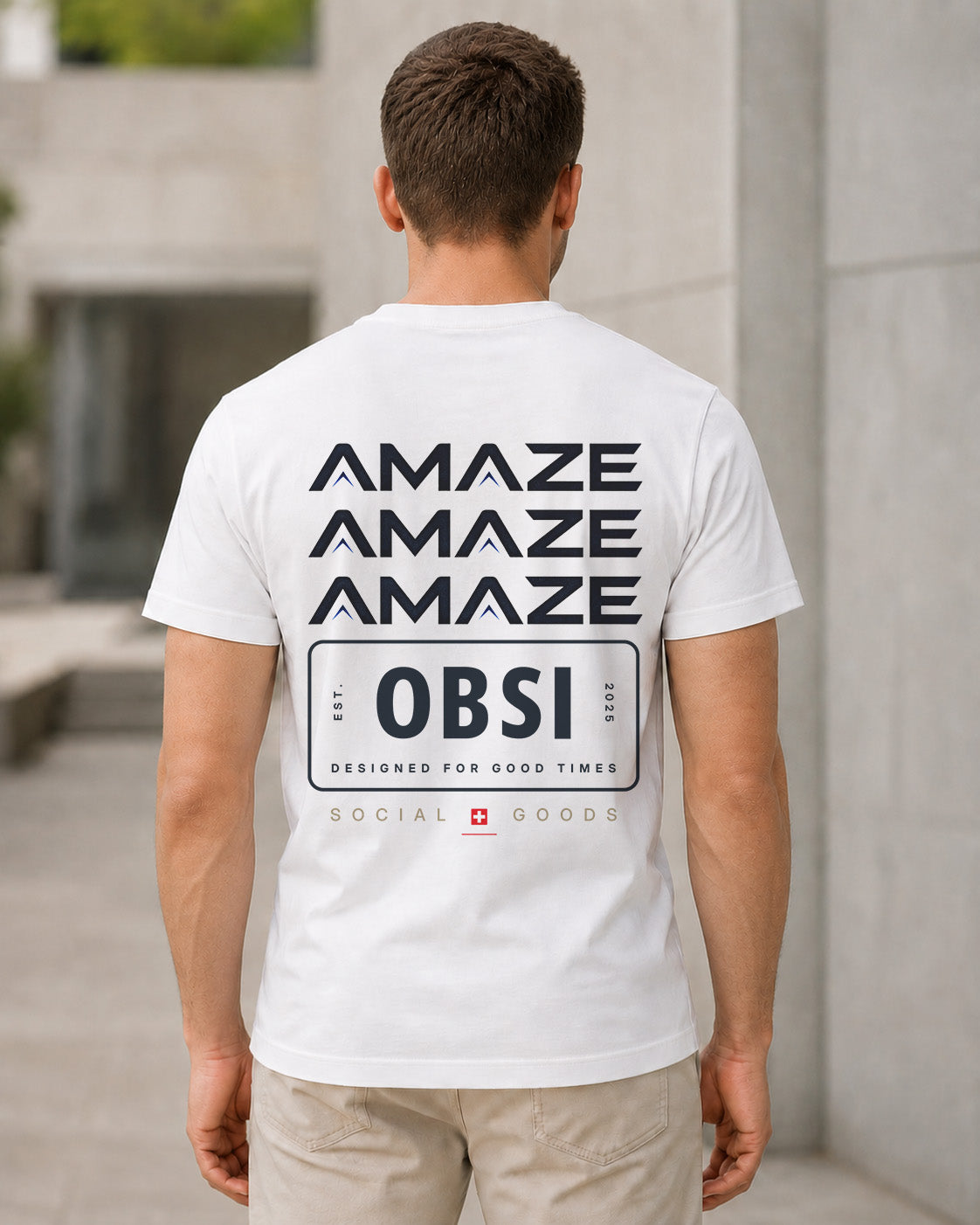 Amaze T-Shirt – Bio-Baumwolle Shirt Weiss, Rückenprint