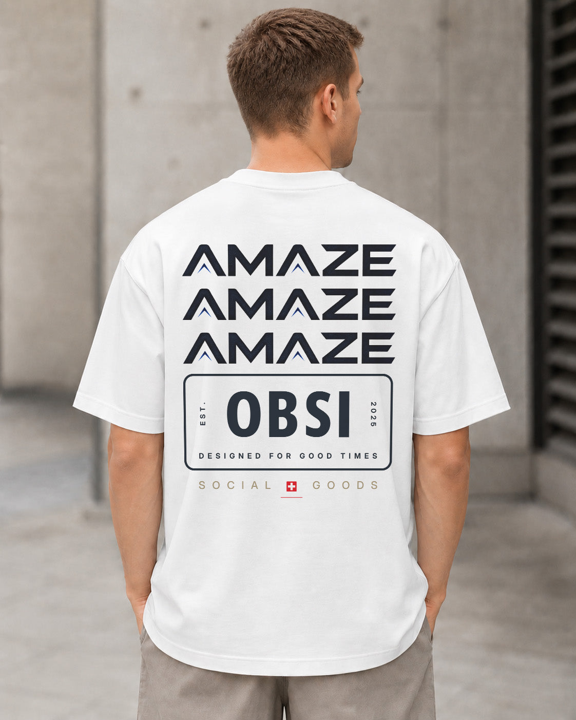 Amaze T-Shirt – Heavyweight Oversize Shirt Weiss, Rückenprint