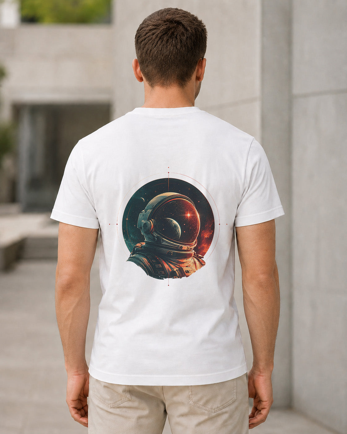 Astronaut T-Shirt – Bio-Baumwolle Shirt Weiss, Rückenprint